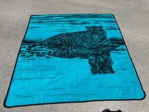 San Marcos Tiger Blue Throw Blanket 77x76" Reversible Bedding ~ 260612-WH 1114